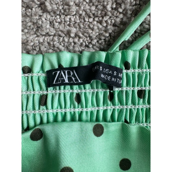 Zara Polka Dot Crop Top Mint Green Size S - Picture 10 of 12